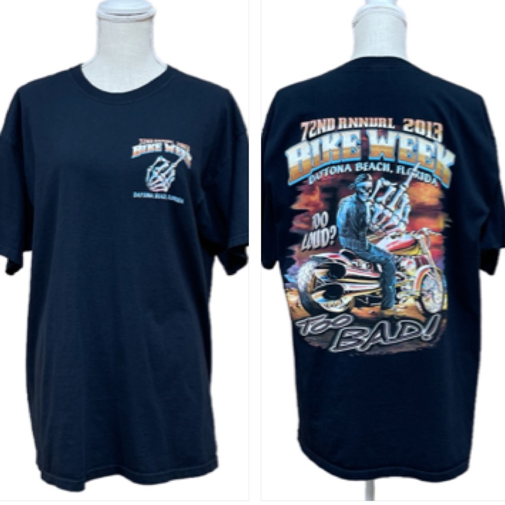 FRUIT OF THE LOOM Black Men’s 2013 Daytona Beach Bike Week Graphic Tee Size XL